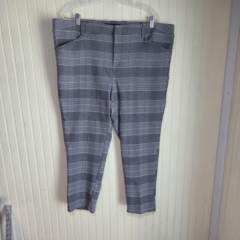 Torrid Dress Pants Womens 24R Gray Plaid Pull On Ponte Stretch Slim‎ Tapered